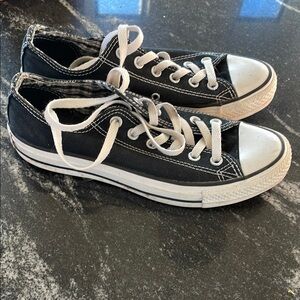 Black Canvas Sneakers with White Laces
